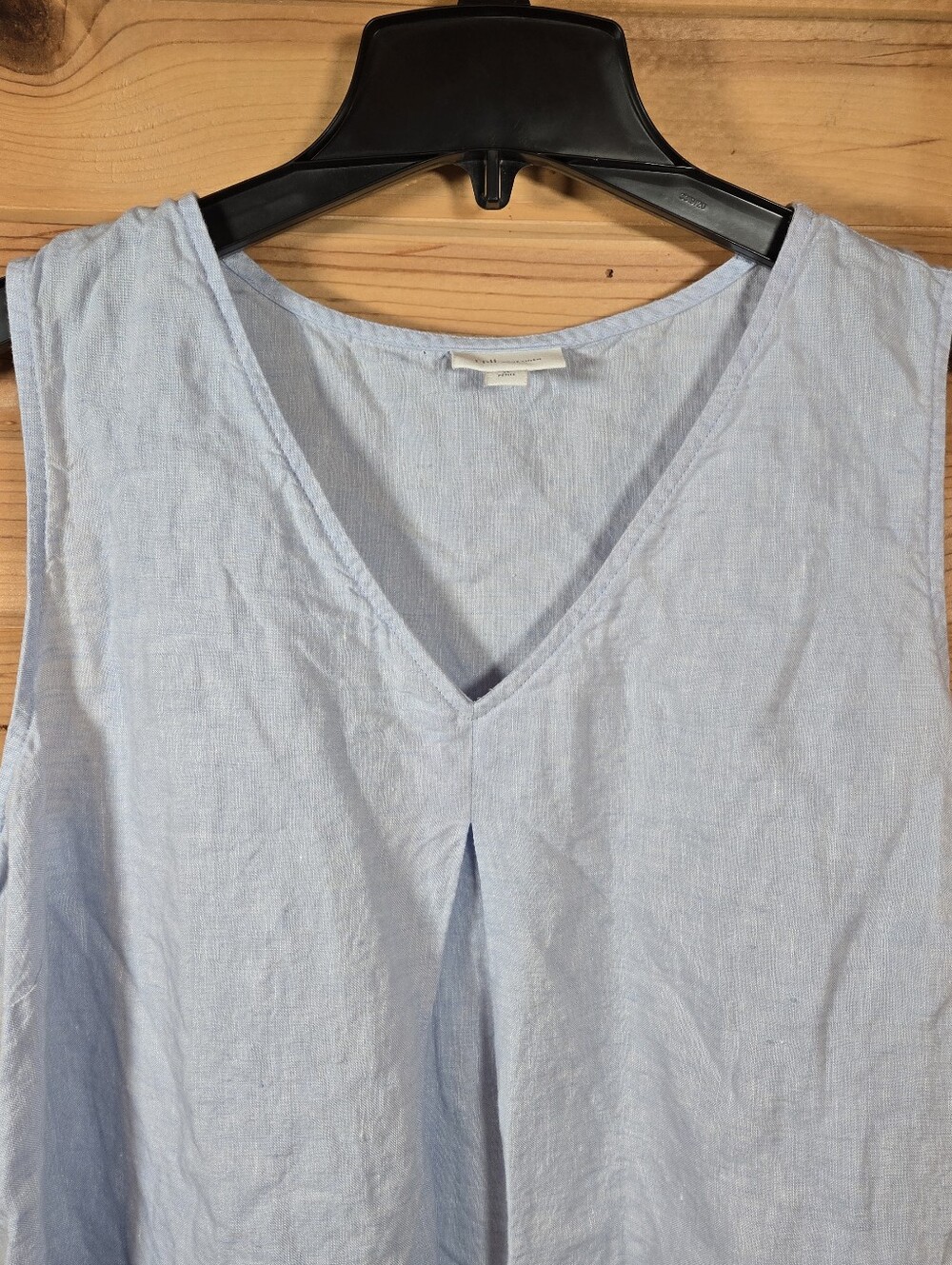 J.Jill Love Linen Blue Striped Hem V-Neck Shift Dress Women's XL Petite Coastal